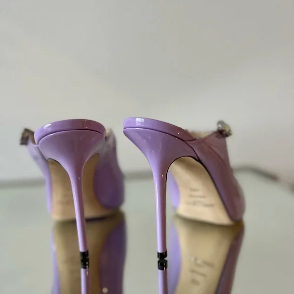 New JIMMY CHOO Bing 100 Lilac crystal-embellished patent-leather mules $1,095 - Picture 13 of 14